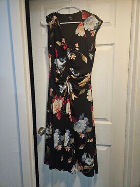 White House Black Market Black Dress with Flowers